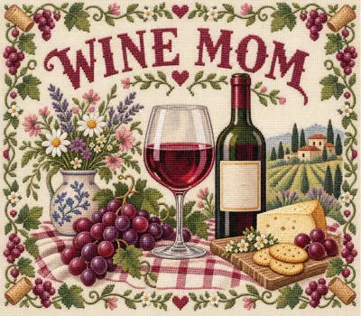 Embroidered Wine Mom
