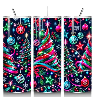Neon Christmas Trees 20 oz steel tumbler