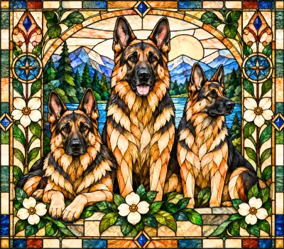 Stained Glass Dog