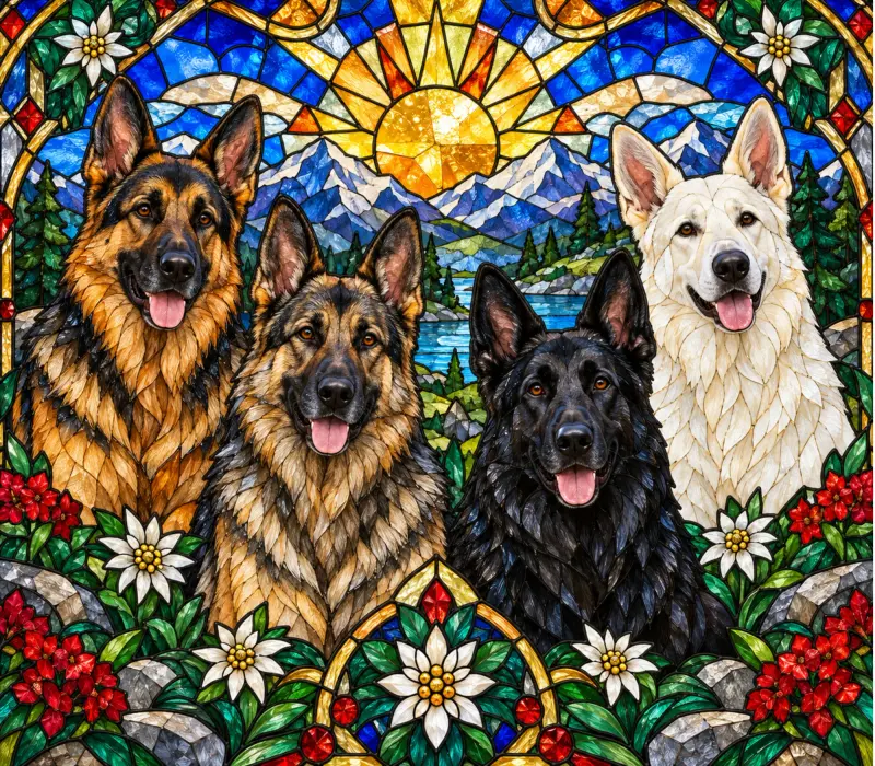 Stained Glass German Shepherds