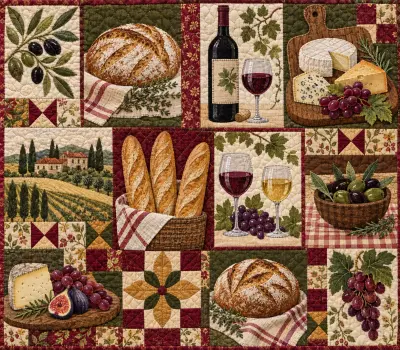 Quilted Wine, Cheese & Sourdough Design
