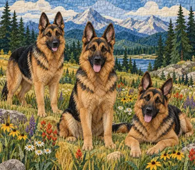 German Shepherds Quilted Design