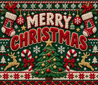 Merry Christmas Knitted Design