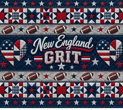 New England Grit Football Quilted Design