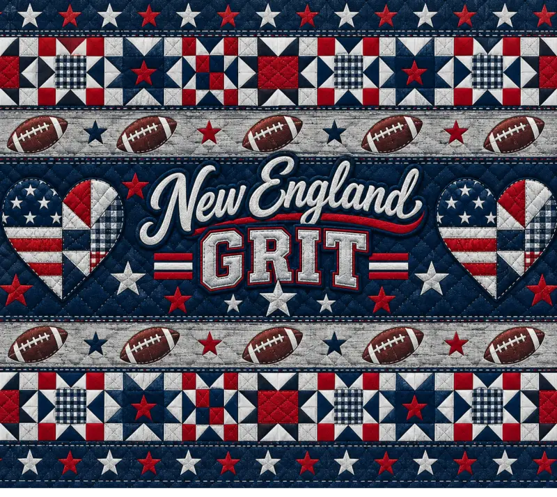 New England Grit Football Quilted Design